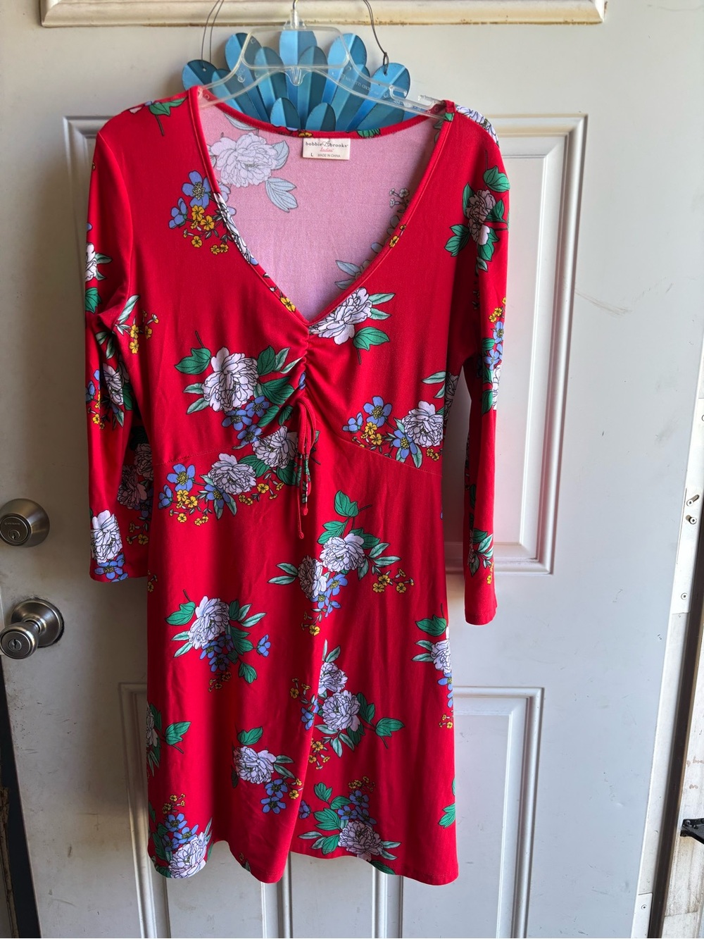 Bobbie Brooks Red Floral Midi Dress